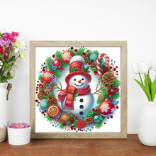 Load image into Gallery viewer, Diamond Painting - Partial Special Shaped - Christmas Snowman Wreath (30*30CM)