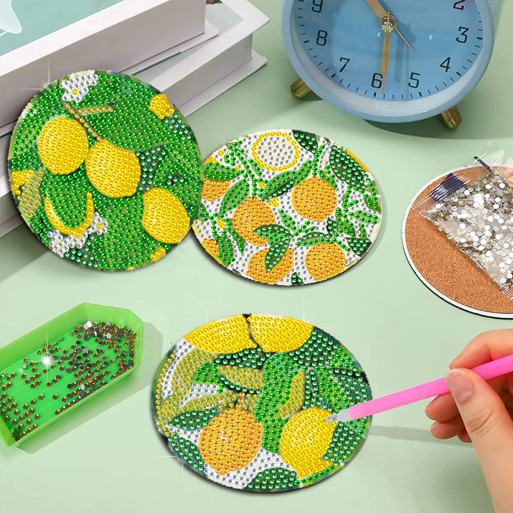 8Pcs Wooden Leaves 5D Diamond Painting Kits Diamond Art Coasters for Party Decor