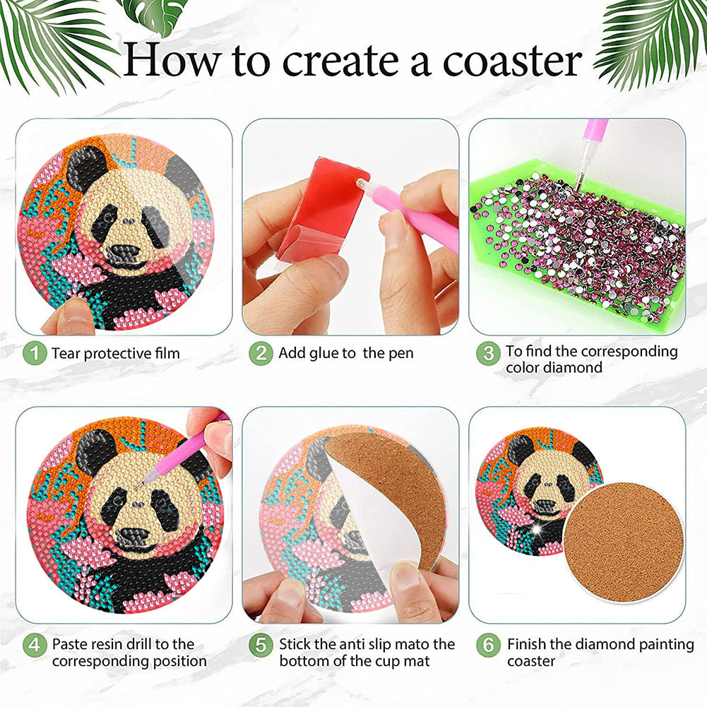 8Pcs Wooden Leaves 5D Diamond Painting Kits Diamond Art Coasters for Party Decor