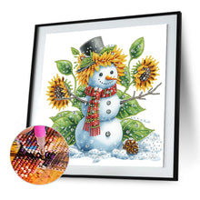 Load image into Gallery viewer, Diamond Painting - Partial Special Shaped - Christmas Sunflower Snowman (30*30CM)