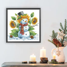Load image into Gallery viewer, Diamond Painting - Partial Special Shaped - Christmas Sunflower Snowman (30*30CM)