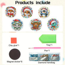 Load image into Gallery viewer, 6Pcs Acrylic Christmas Animals Diamond Art Magnets Decals for Fridge Whiteboards