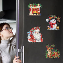 Load image into Gallery viewer, 6Pcs Acrylic Christmas Animals Diamond Art Magnets Decals for Fridge Whiteboards