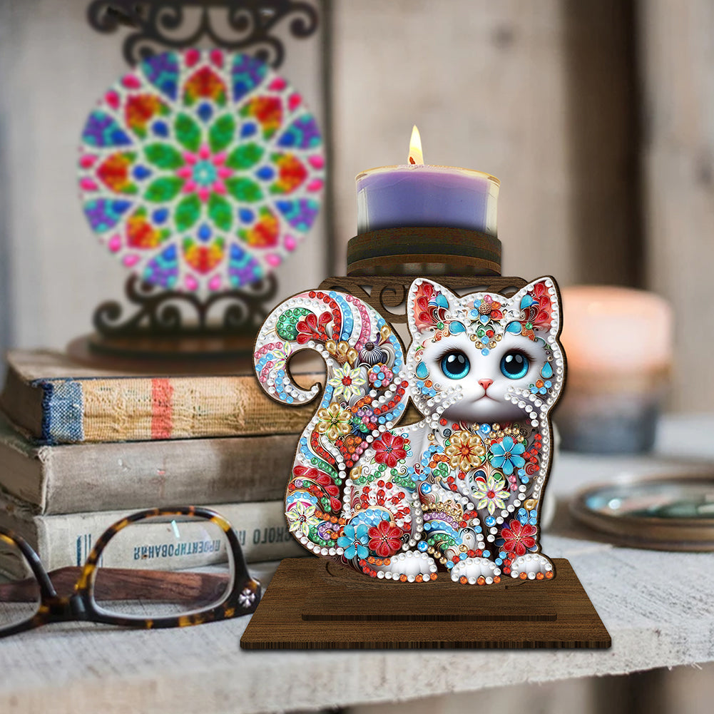 Animal Desktop 5D DIY Diamond Painting Art Candle Holder Unique Artistic Gift