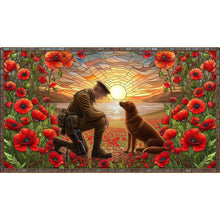 Load image into Gallery viewer, Diamond Painting - Full Round - Glass Art - Warriors and War Dogs Golden Retriever (40*70CM)