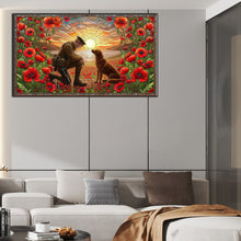 Load image into Gallery viewer, Diamond Painting - Full Round - Glass Art - Warriors and War Dogs Golden Retriever (40*70CM)