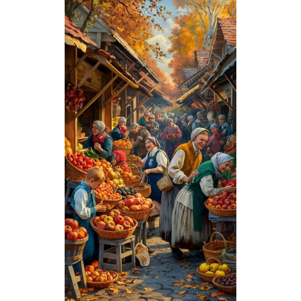 Diamond Painting - Full Round - Farm market character (40*70CM)