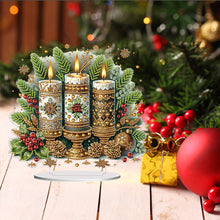 Load image into Gallery viewer, Acrylic Special Shape Christmas Candle Diamond Painting Desktop Ornaments