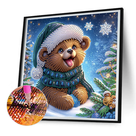 Diamond Painting - Partial Special Shaped - Christmas bear (30*30CM)