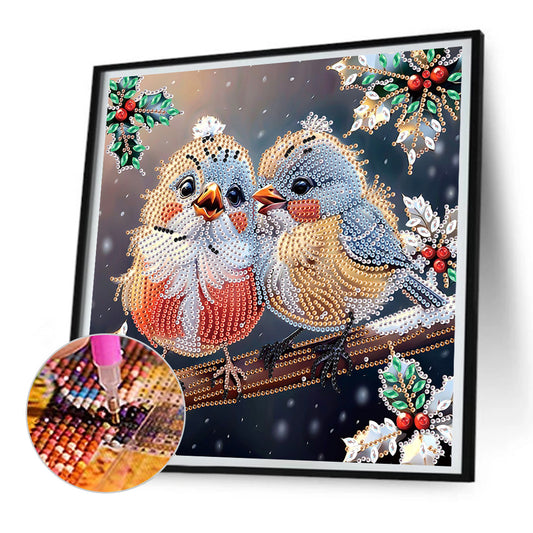 Diamond Painting - Partial Special Shaped - Christmas bird (30*30CM)
