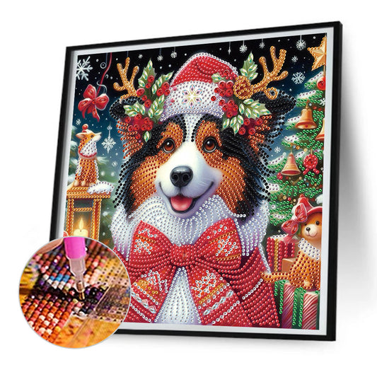Diamond Painting - Partial Special Shaped - Christmas puppy (30*30CM)