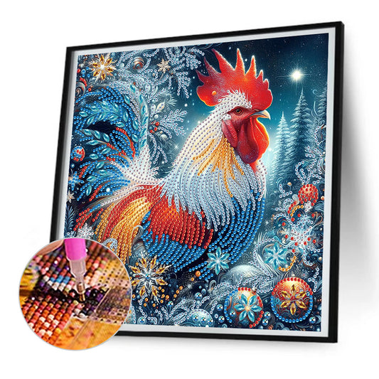 Diamond Painting - Partial Special Shaped - Christmas rooster (30*30CM)