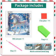 Load image into Gallery viewer, Diamond Painting - Partial Special Shaped - Christmas white horse (30*30CM)