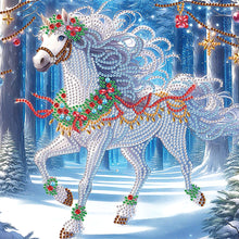 Load image into Gallery viewer, Diamond Painting - Partial Special Shaped - Christmas white horse (30*30CM)