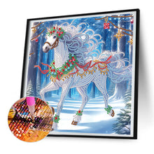 Load image into Gallery viewer, Diamond Painting - Partial Special Shaped - Christmas white horse (30*30CM)