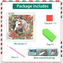 Load image into Gallery viewer, Diamond Painting - Partial Special Shaped - Christmas white horse (30*30CM)