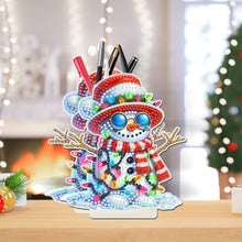 Load image into Gallery viewer, Acrylic Special Shape Double Side Snowman Rhinestones Pencil Organizer for Girls