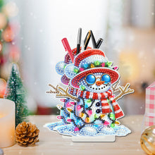Load image into Gallery viewer, Acrylic Special Shape Double Side Snowman Rhinestones Pencil Organizer for Girls