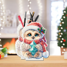 Load image into Gallery viewer, Acrylic Special Shape Double Side Snowman Rhinestones Pencil Organizer for Girls