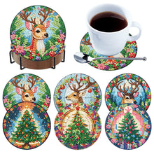 Load image into Gallery viewer, 6Pcs Wooden Christmas Animals Diamond Painting Coasters 5D Diamond Painting Kits