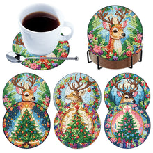 Load image into Gallery viewer, 6Pcs Wooden Christmas Animals Diamond Painting Coasters 5D Diamond Painting Kits