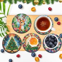 Load image into Gallery viewer, 6Pcs Wooden Christmas Animals Diamond Painting Coasters 5D Diamond Painting Kits