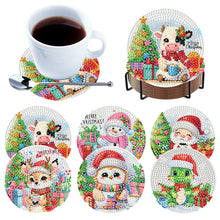 Load image into Gallery viewer, 6Pcs Wooden Christmas Animals Diamond Painting Coasters 5D Diamond Painting Kits