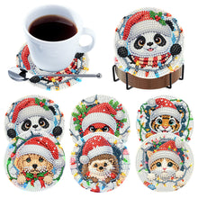 Load image into Gallery viewer, 6Pcs Wooden Christmas Animals Diamond Painting Coasters 5D Diamond Painting Kits