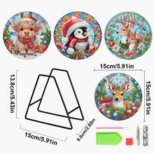 Load image into Gallery viewer, Acrylic Christmas Animals DIY Diamond Dot Kits Round Diamond Painting Table Mats