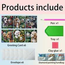 Load image into Gallery viewer, 6Pcs Christmas Dogs DIY Diamond Painting Greeting Card for Holiday Party Favors
