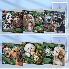 Load image into Gallery viewer, 6Pcs Christmas Dogs DIY Diamond Painting Greeting Card for Holiday Party Favors