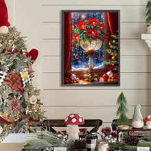 Load image into Gallery viewer, Diamond Painting - Partial Special Shaped - Christmas atmosphere windowsill red flowers (30*40CM)