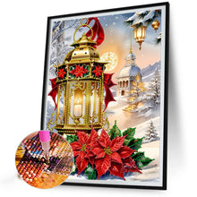 Load image into Gallery viewer, Diamond Painting - Partial Special Shaped - Christmas atmosphere street lamp red flowers (30*40CM)