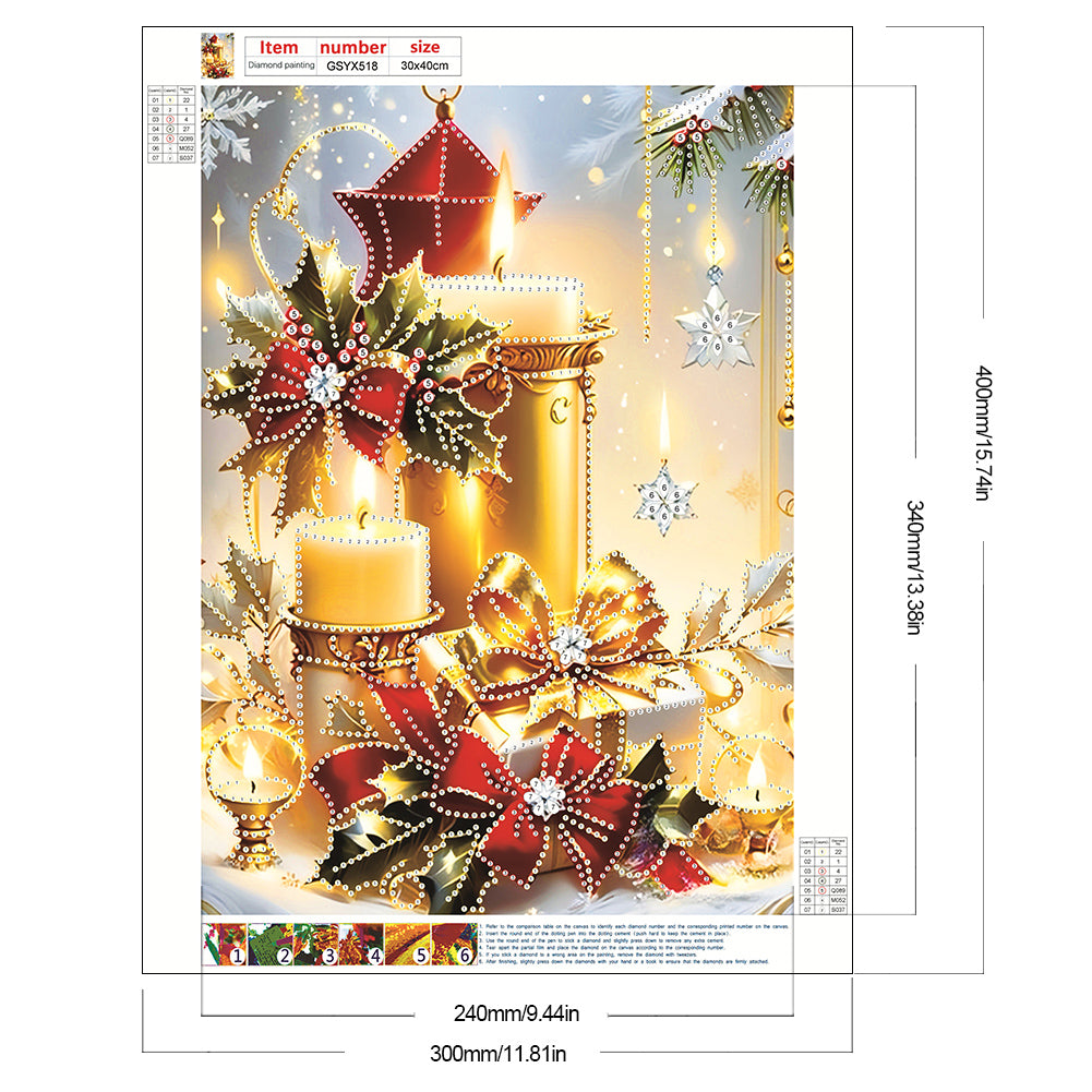 Diamond Painting - Partial Special Shaped - Christmas atmosphere candles (30*40CM)