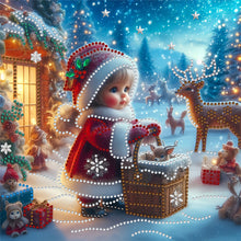 Load image into Gallery viewer, Diamond Painting - Partial Special Shaped - Christmas atmosphere child (30*30CM)