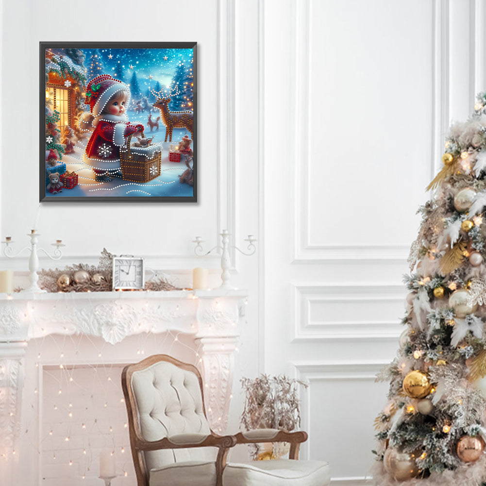 Diamond Painting - Partial Special Shaped - Christmas atmosphere child (30*30CM)