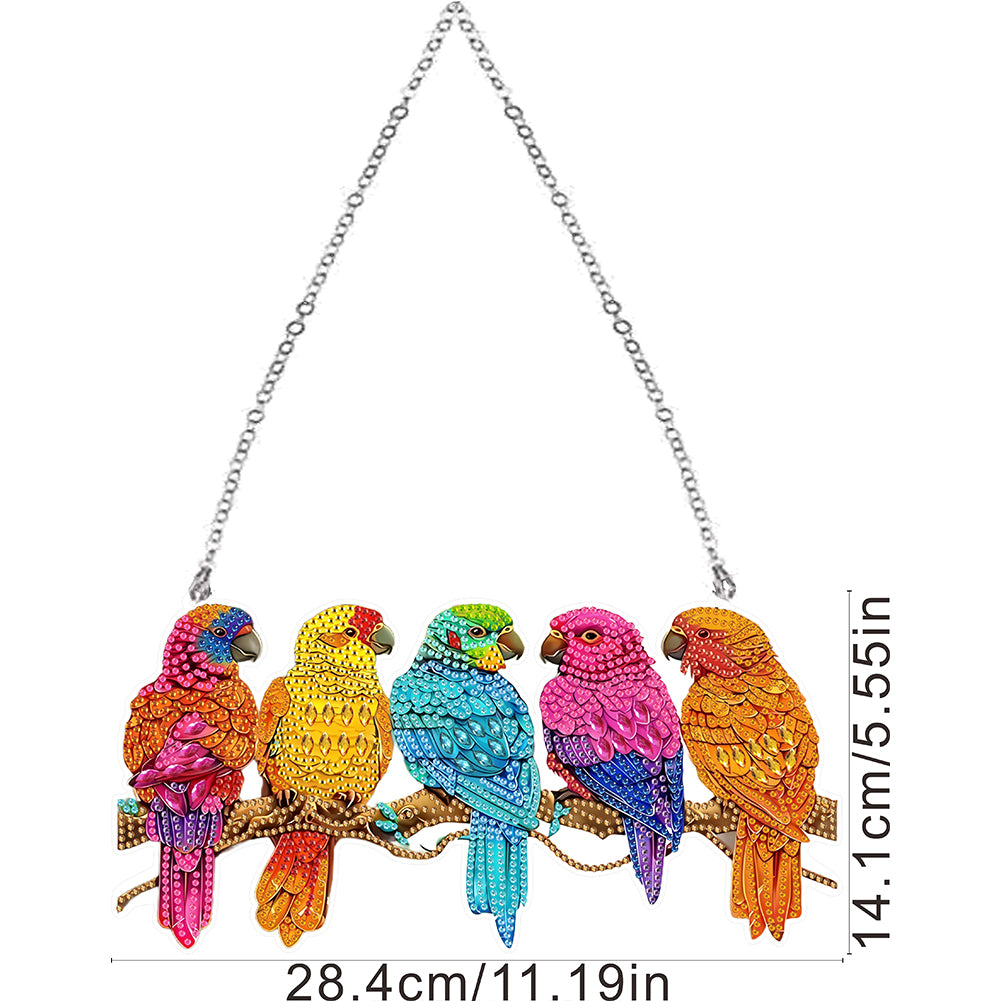 Acrylic Special Shape Parrot 5D DIY Diamond Painting Dots Pendant for Art Crafts