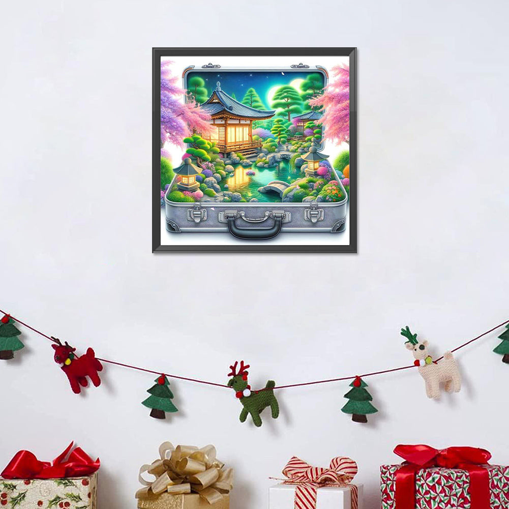 Diamond Painting - Full Round - Garden scenery in the suitcase (40*40CM)