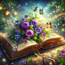 Load image into Gallery viewer, Diamond Painting - Full Round - Flowers on the book (40*40CM)