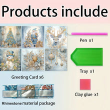 Load image into Gallery viewer, 6Pcs Christmas Snowman Diamond Painting Greeting Card for Holiday Party Favors