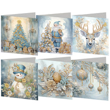 Load image into Gallery viewer, 6Pcs Christmas Snowman Diamond Painting Greeting Card for Holiday Party Favors