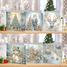 Load image into Gallery viewer, 6Pcs Christmas Snowman Diamond Painting Greeting Card for Holiday Party Favors