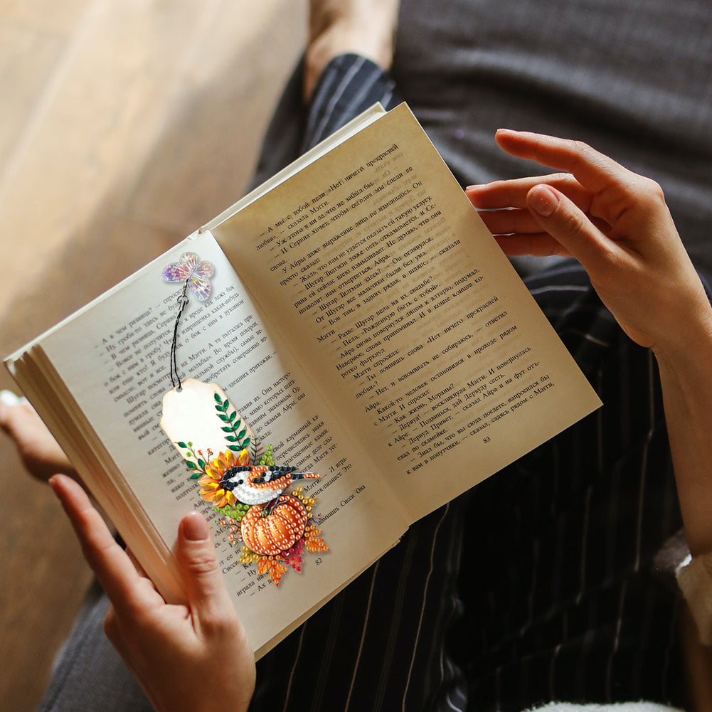 3Pcs Special Shape Book Pumpkin 5D DIY Diamond Painting Bookmark for Book Lovers