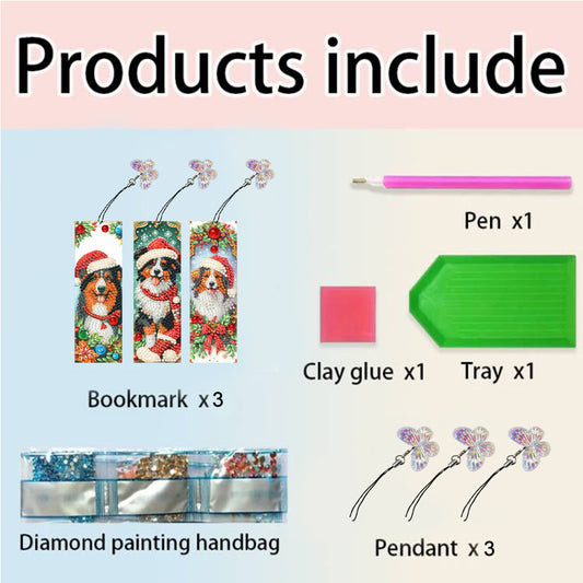 3Pcs Special Shape Book Pumpkin 5D DIY Diamond Painting Bookmark for Book Lovers