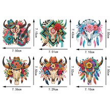 Load image into Gallery viewer, 6Pcs Acrylic Cow Skull Diamond Painting Art Fridge Magnet for Adults Beginners