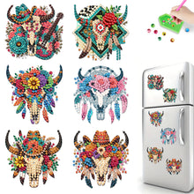 Load image into Gallery viewer, 6Pcs Acrylic Cow Skull Diamond Painting Art Fridge Magnet for Adults Beginners