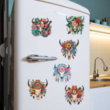 Load image into Gallery viewer, 6Pcs Acrylic Cow Skull Diamond Painting Art Fridge Magnet for Adults Beginners