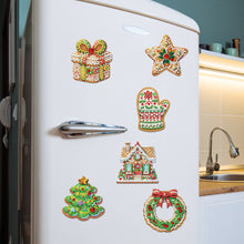 Load image into Gallery viewer, 6Pcs Acrylic Christmas Cookies Diamond Painting Art Fridge Magnet for Adults