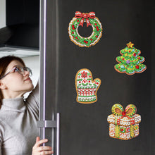Load image into Gallery viewer, 6Pcs Acrylic Christmas Cookies Diamond Painting Art Fridge Magnet for Adults