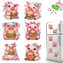Load image into Gallery viewer, 6Pcs Acrylic Hamburger Pig Diamond Painting Art Fridge Magnet for Adults